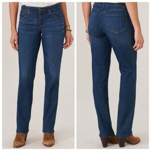 Democracy 14 Ab Solution Straight Leg Mid Rise Dark Wash Tummy Control Jeans